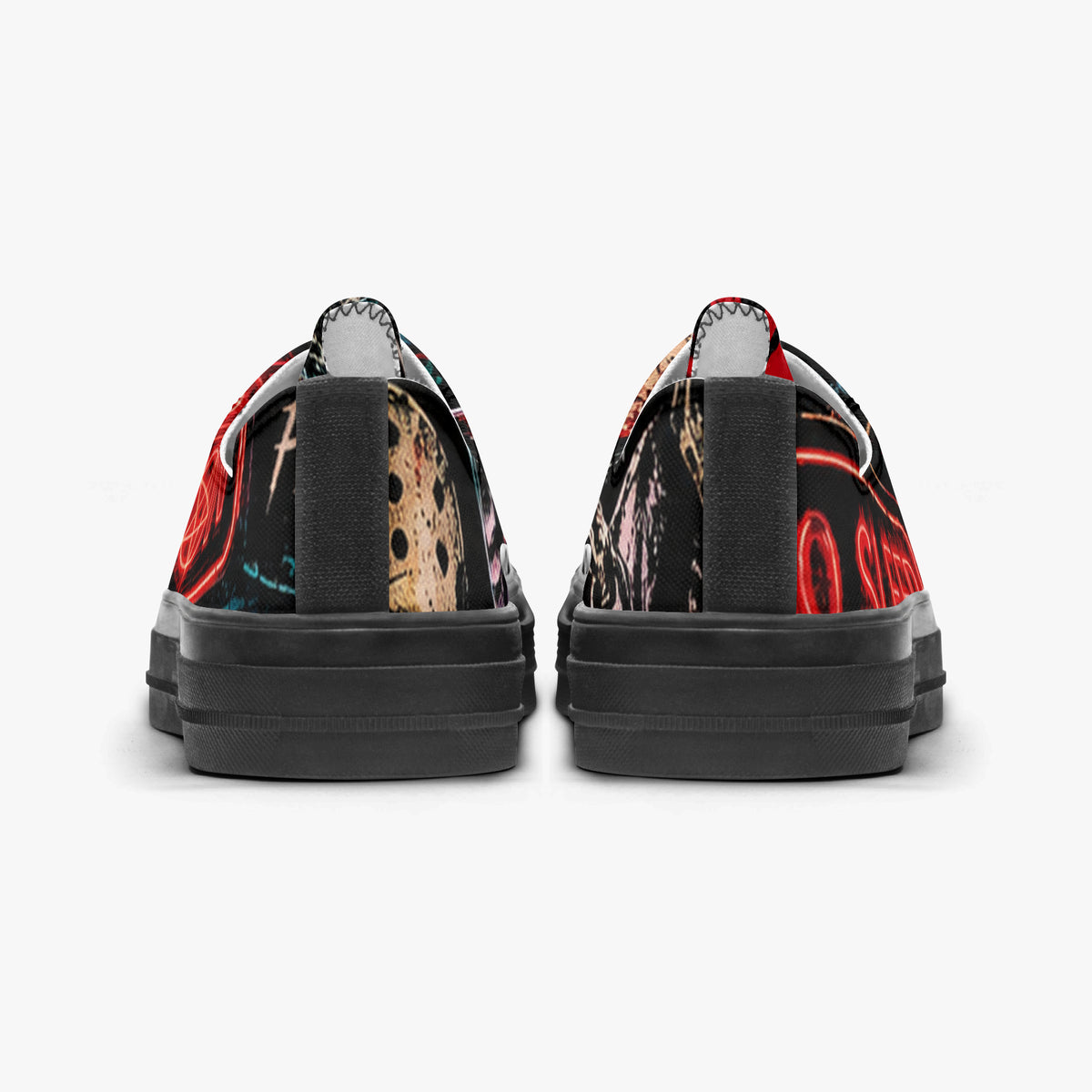 KLF Grave Shift low-top canvas shoes with neon horror night-shift artwork - product view 5