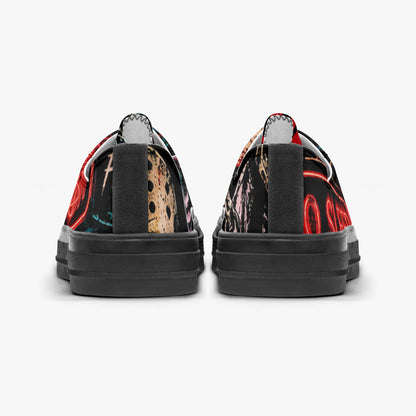 KLF Grave Shift low-top canvas shoes with neon horror night-shift artwork - product view 5