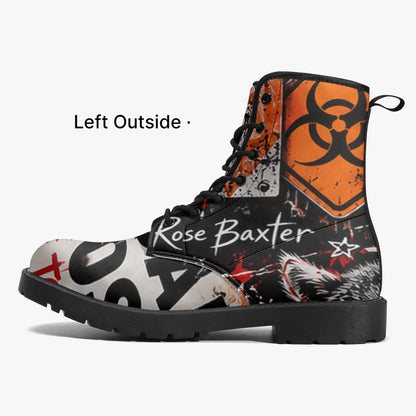 KLF Road Closed leather boots with Strange Days roadside-horror artwork - product view 2