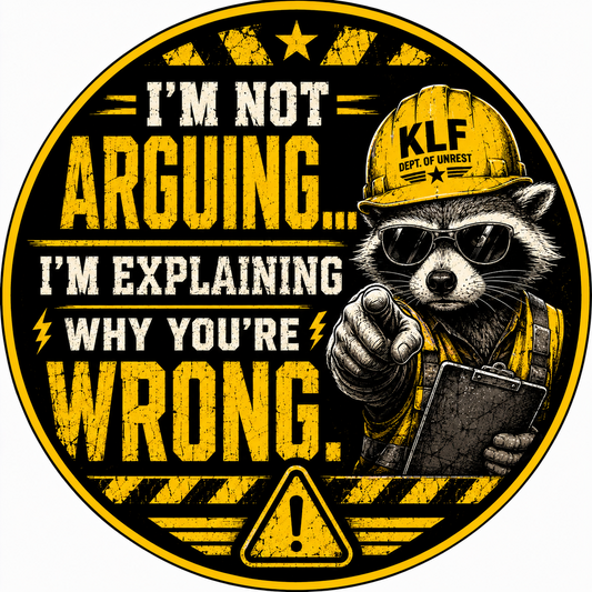 KLF I’m Not Arguing… I’m Explaining Why You’re Wrong round sticker artwork