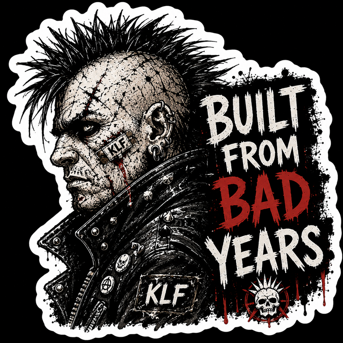 KLF Built From Bad Years die-cut sticker artwork