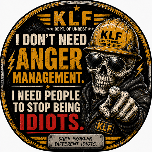 KLF I Don't Need Anger Management round sticker
