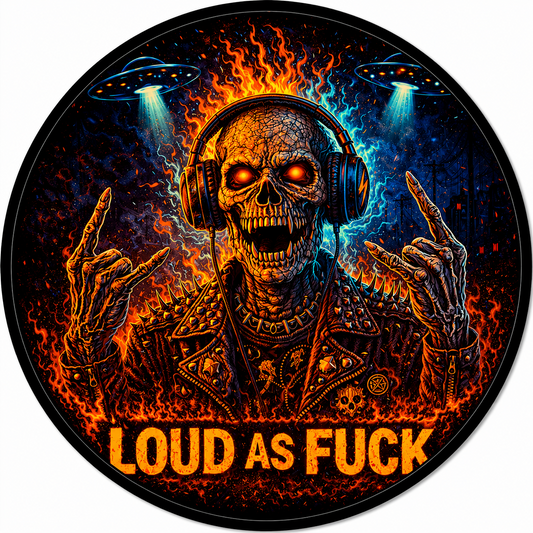 KLF Loud As Fuck round sticker artwork