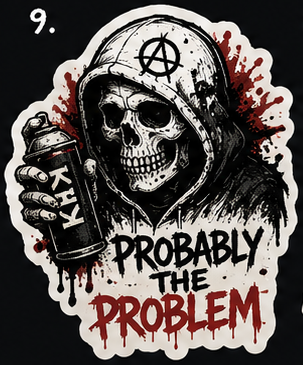 KLF Probably the Problem die-cut sticker artwork