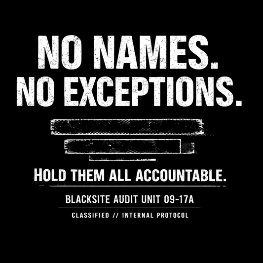 No Names No Exceptions KLF accountability graphic